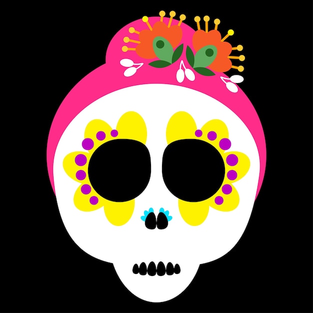 Mexican ethnic sugar skull with flowers