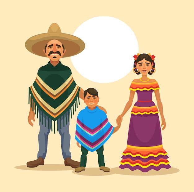 Mexican family, flat illustration