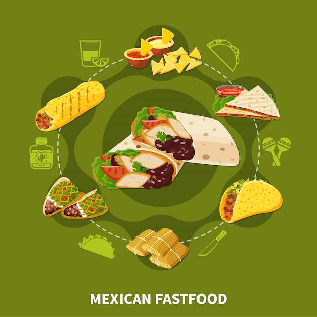 Mexican fastfood round composition