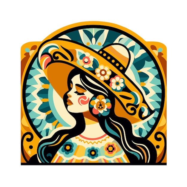 Mexican female flat vector design