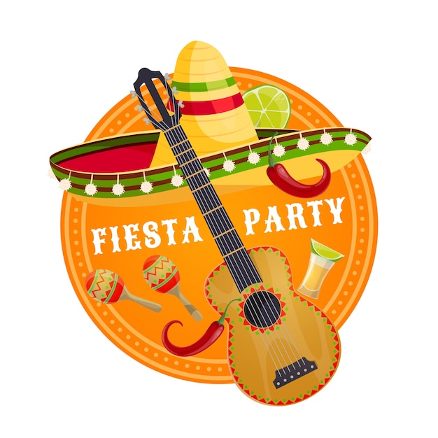 Sombrero e chitarra del partito di fiesta messicana