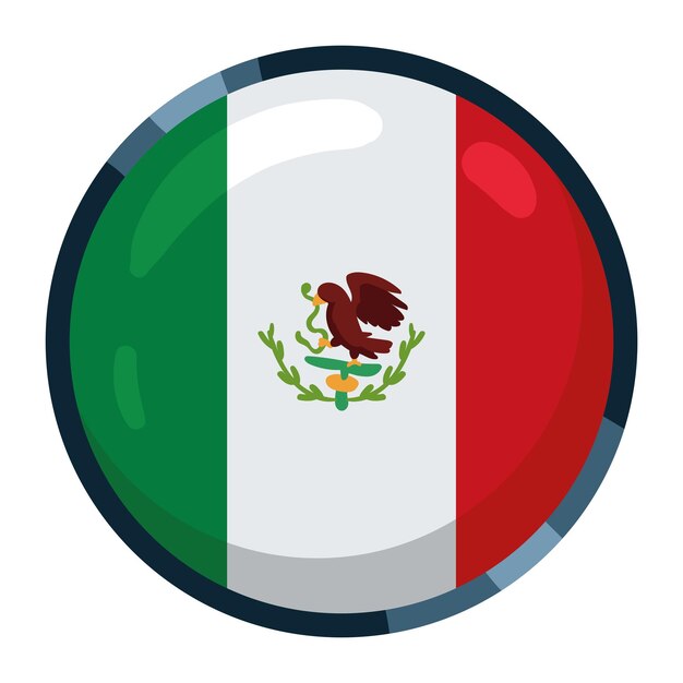 Vector mexican flag button illustration isolated