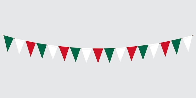 Mexican flag color paper bunting flags isolated