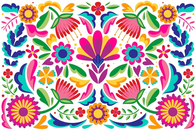 Vector mexican flat design abstract floral background