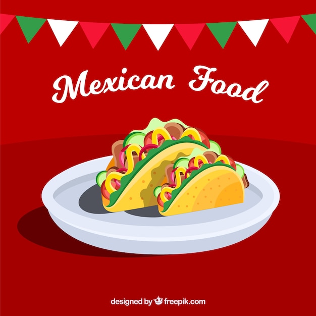 Mexican food background with two tacos