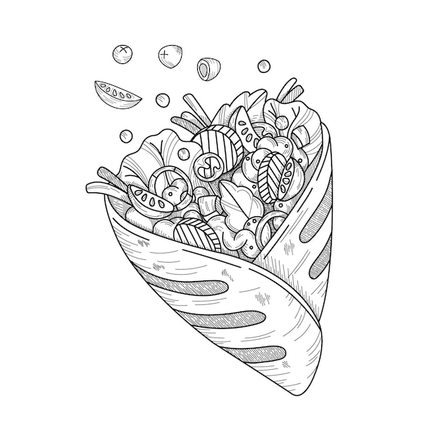 Мексиканские буррито в графическом стиле