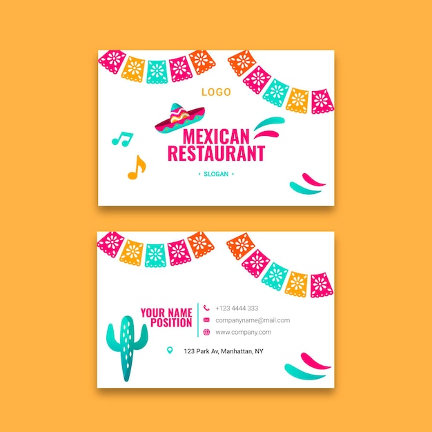 Vector mexican food double sided business card