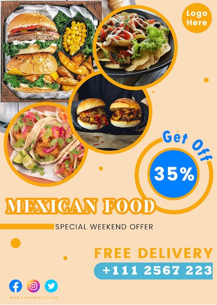 Vector mexican food flyer