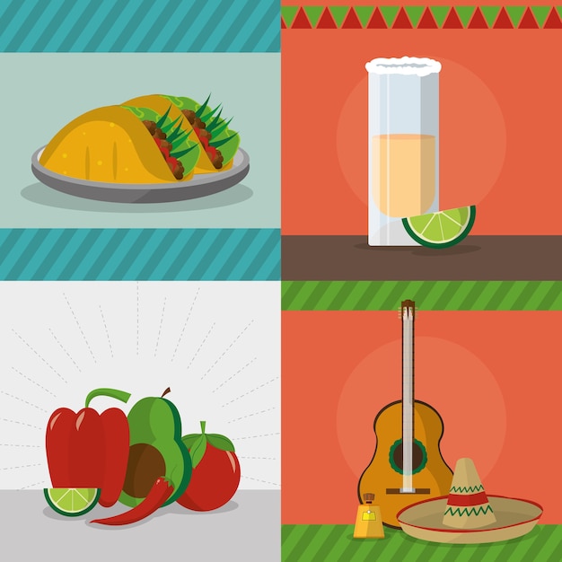 Vector mexican food icon set