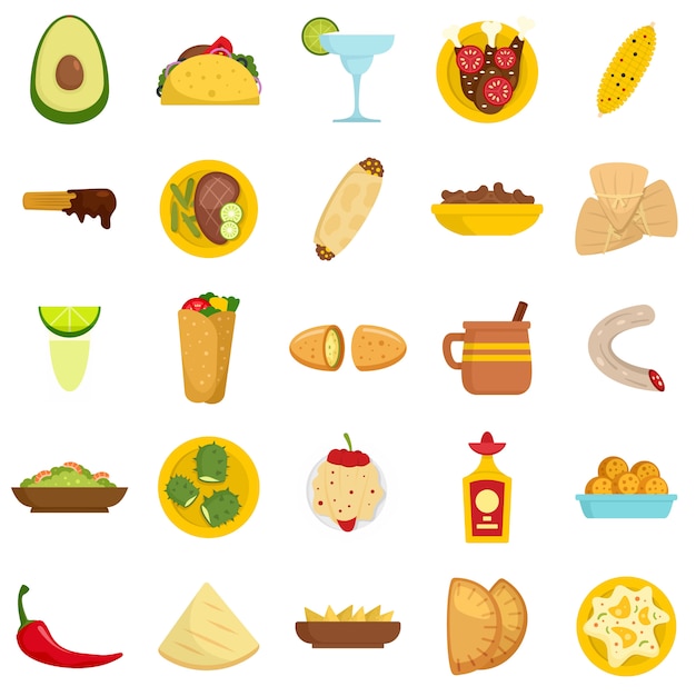 Vector mexican food icon set