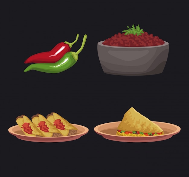 Vector mexican food icons