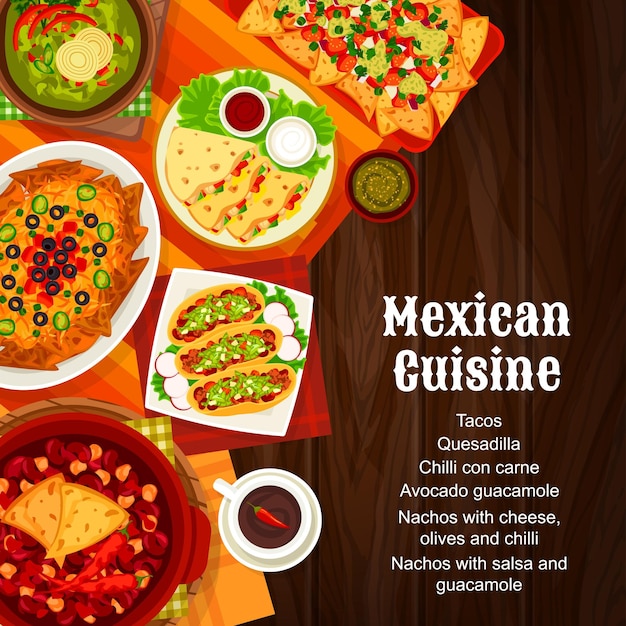 Mexican food menu cover mexico cuisine dishes