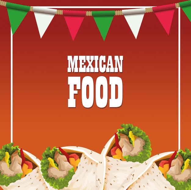 Vector mexican food poster with burritos