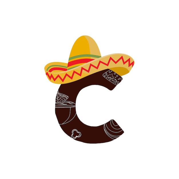 Mexican Food Restaurant logo vector, letter C design, illustration modern icon.