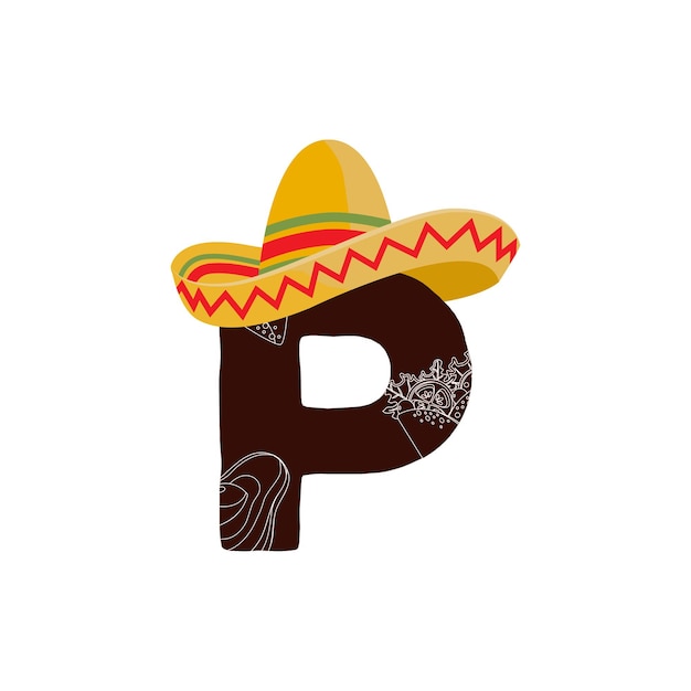 Mexican Food Restaurant logo vector, letter P design, illustratie modern icoon.