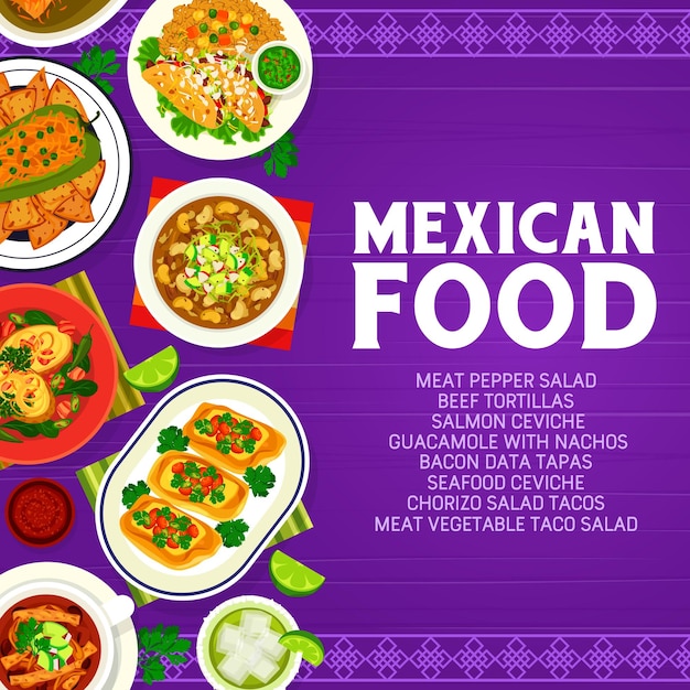 Vector mexican food restaurant menu cover mexico table