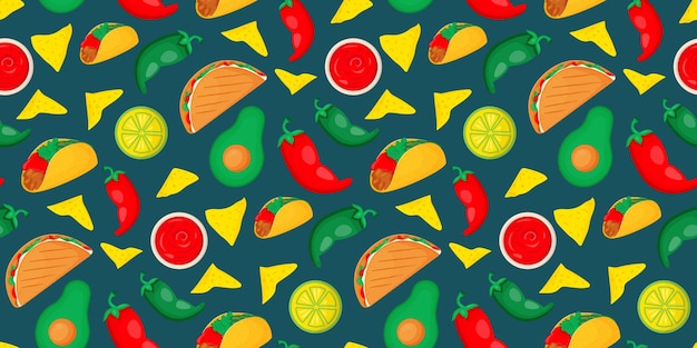 mexican food seamless pattern cuisine poster design
