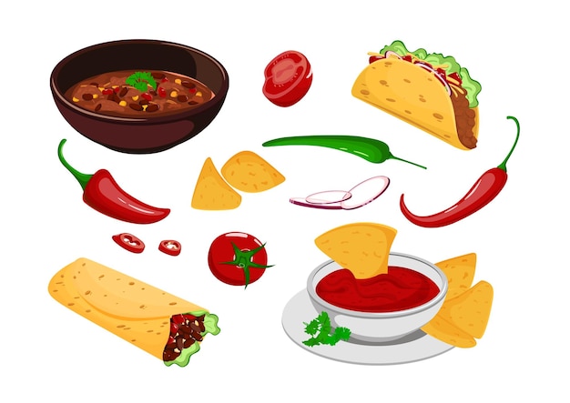 Vector mexican food set.