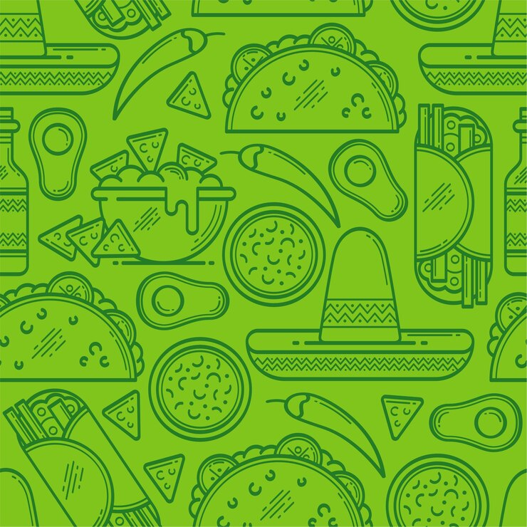 Mexican food sketch green