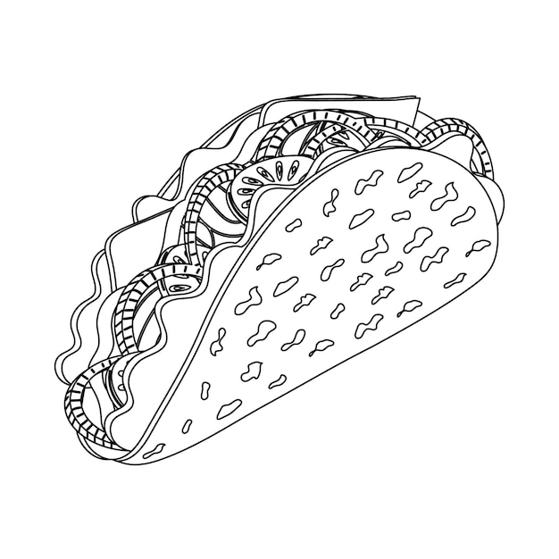 Mexican food, Taco, the national symbol of Mexico. Sketch, vector