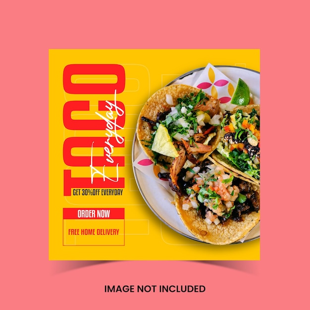 Шаблон поста в instagram для ресторана мексиканской кухни тако Premium векторы