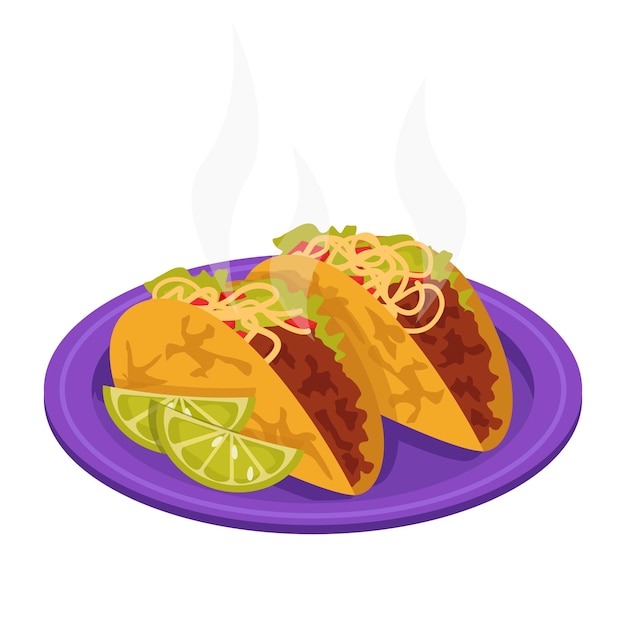 Vector mexican food. taco. stuffed corn or wheat tortilla - beef, pork, chicken, seafood, chorizo, etc