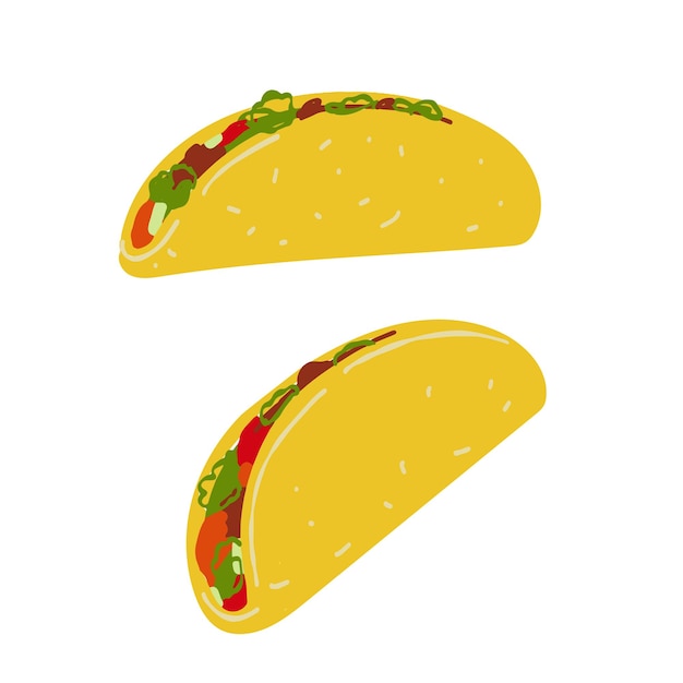 Mexican food tacos illustration isolated on white background