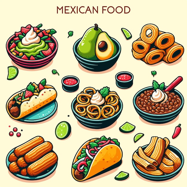 Vector mexican food vector illustration