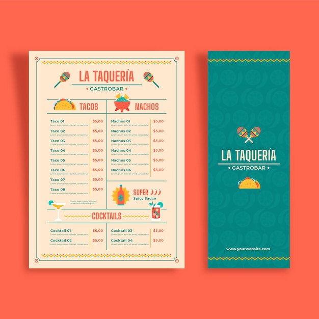 Mexican food vertical menu template