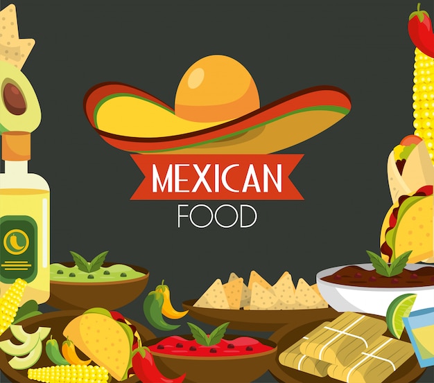 mexican food with tequila and traditional sauces