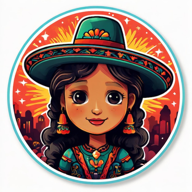 Vector mexican girl in traditional dress mexican girl in traditional dress