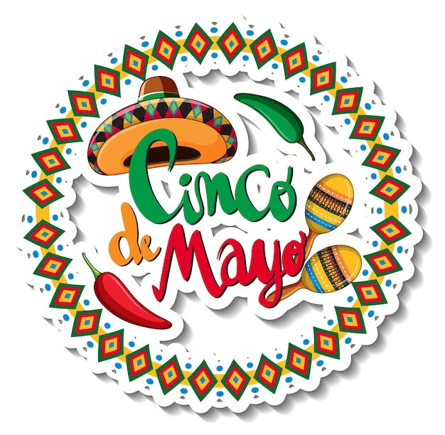 Vector mexican hat cartoon sticker