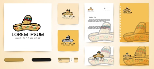 Мексиканская шляпа для логотипа тако и шаблона бизнес-брендинга designs inspiration isolated on white background