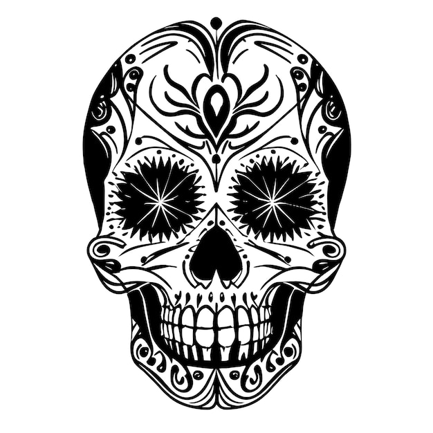 Festa messicana dia de los muertos e presenta intricati disegni di teschi di zucchero