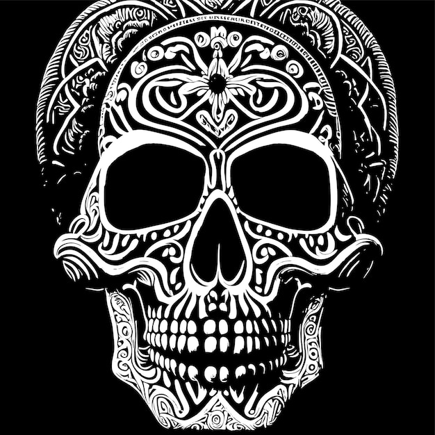 Mexican holiday Dia de los Muertos and features intricate sugar skull designs illustration