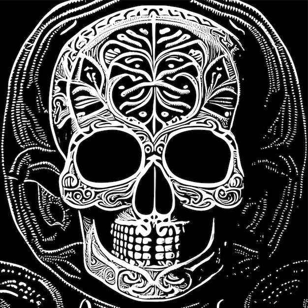 Mexican holiday Dia de los Muertos and features intricate sugar skull designs illustration