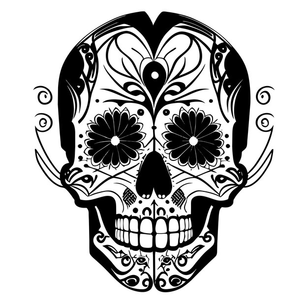 Mexican holiday Dia de los Muertos and features intricate sugar skull designs illustration