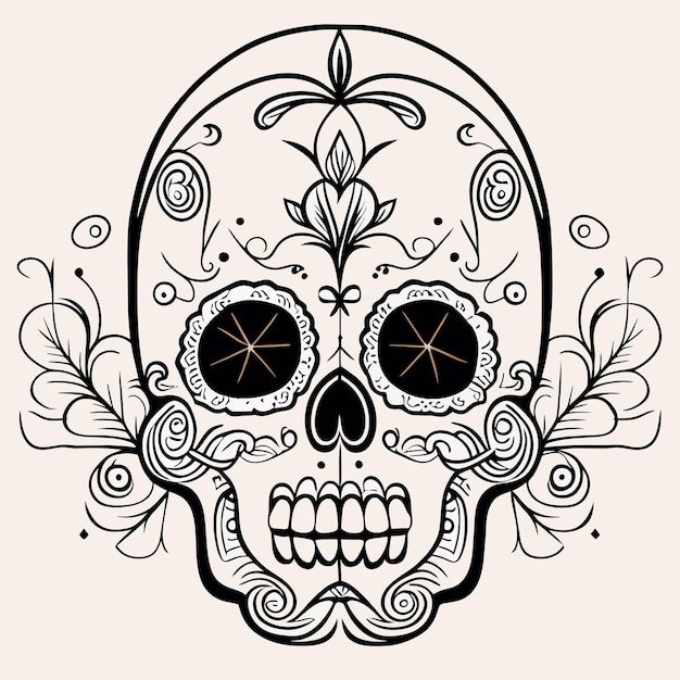 Vector mexican holiday dia de los muertos and features intricate sugar skull designs illustration