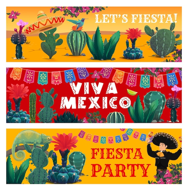 Mexican holiday fiesta banners Viva Mexico flags