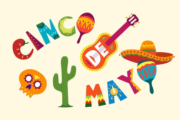 멕시코 휴가는 만화 디자인으로 cinco de mayo 아름다운 벡터 삽화를 축하할 수 있습니다.
