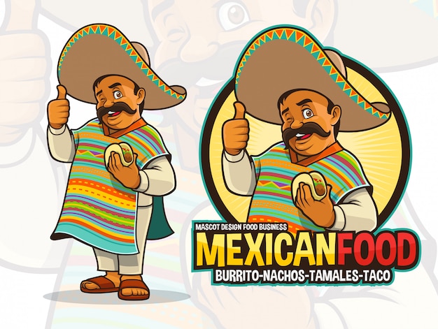 Vector mexican mascot for taco restaurant