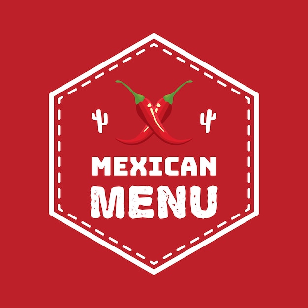 Mexican menu logo with red chilli peppers