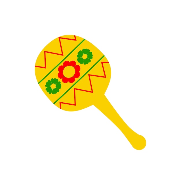 Vettore strumento musicale messicano maracas in giallo con motivi messicani illustrazione vettoriale colorata