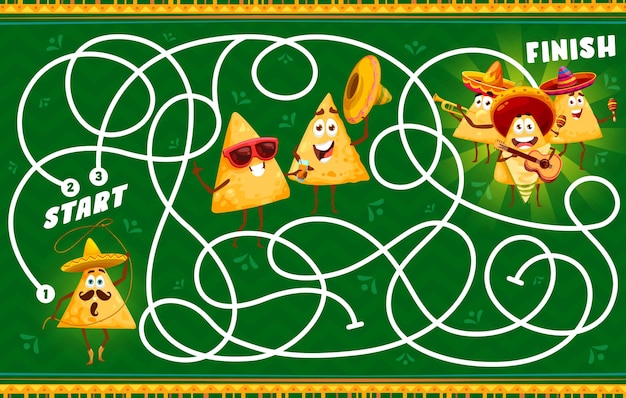 Mexican nacho chips characters labyrinth maze game