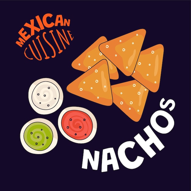 Mexican nachos poster mexico fast food eatery cafe or restaurant advertising banner latin american