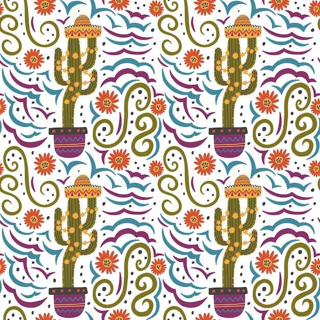 Mexican pattern cactus in a pot hat