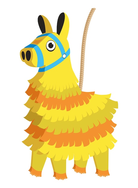 Vector mexican pinata yellow llama