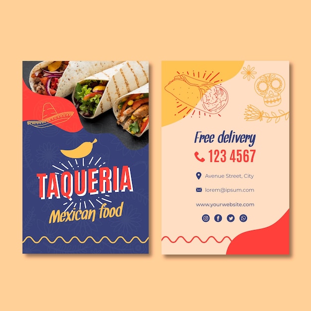 Mexican restaurant double-sided business card