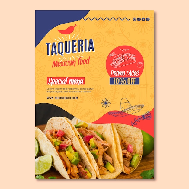 Mexican restaurant flyer vertical