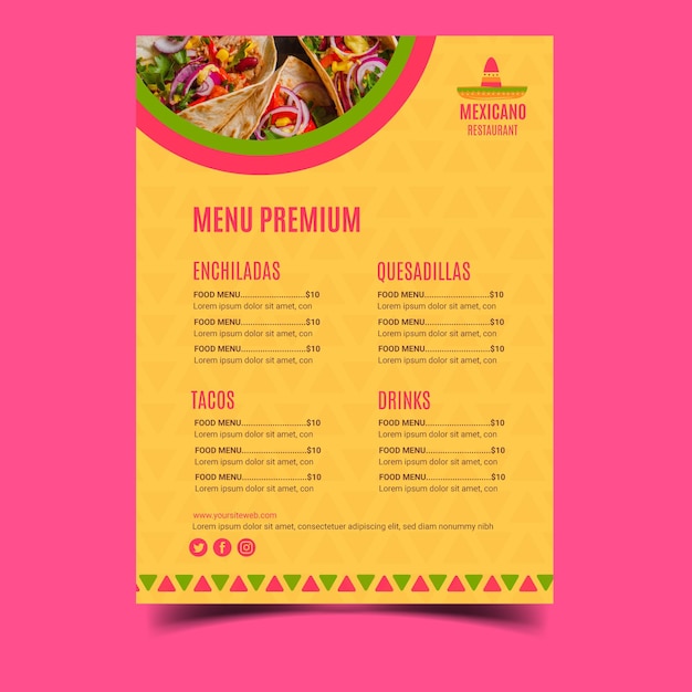 Mexican restaurant menu template